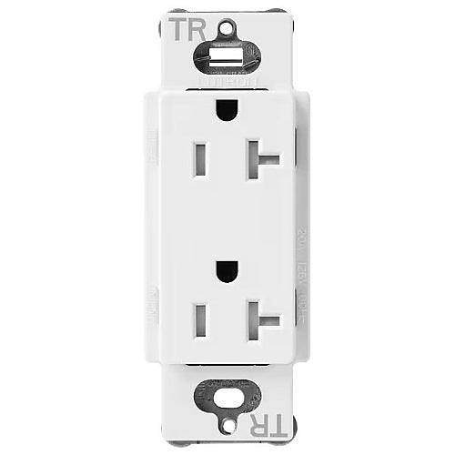 Lutron SCRS-20-TR-SW Claro 20A Tamper-Resistant Duplex Receptacle, Snow