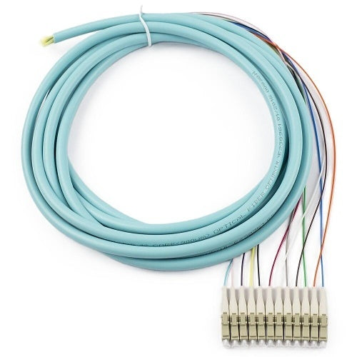 Lynn Electronics T12-L119-BL-3RD-003M Sub-Distribution Style 12-Fiber Optic Patch Cable, OM3/125/900UM 12 Fiber LC, 3m