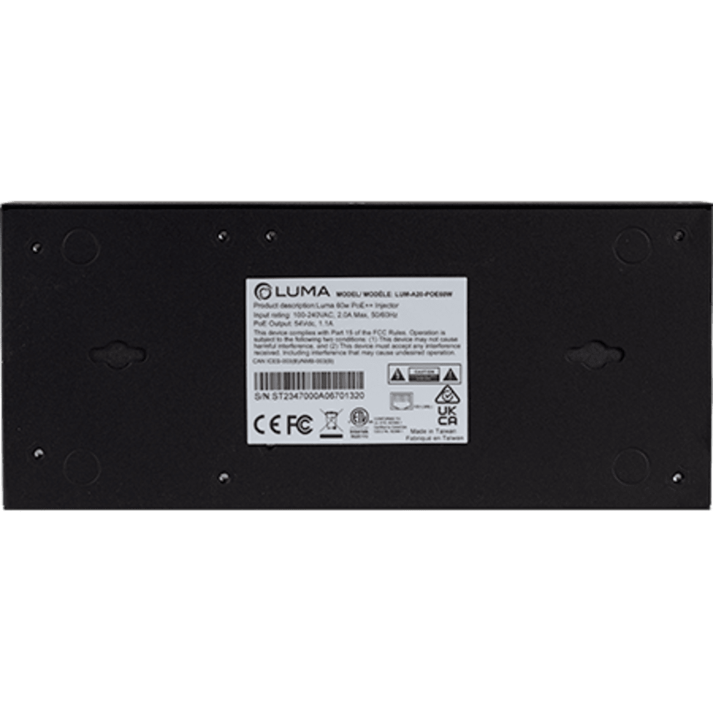 Luma® X20 60W Gigabit PoE Injector