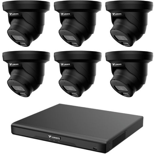 Luminys LY-6T8CHHKITB (6) 4MP AI Turret Camera with 2.8mm Fixed Lens and 8-Channel PoE 4K NVR, Kit