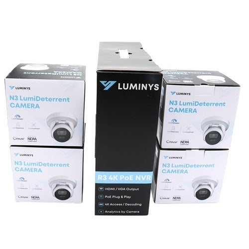 Luminys K54-4D1A2 LumiDeterrent Bundle, 4-Channel 8MP NVR and (4) 5MP Turret Cameras