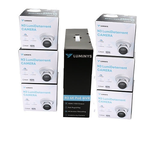 Luminys K56-8D1A2 LumiDeterrent Bundle, 8-Channel 8MP NVR and (6) 5MP Turret Cameras