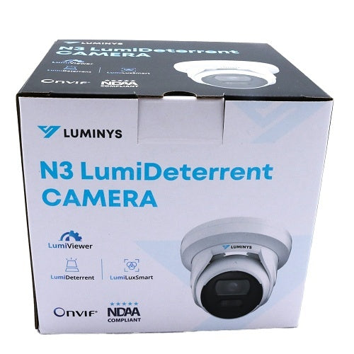 Luminys N3T-5DA2 N3-D 5MP Network LumiDeterrent Flashing White-light Turret Camera, 2.8mm Lens, White