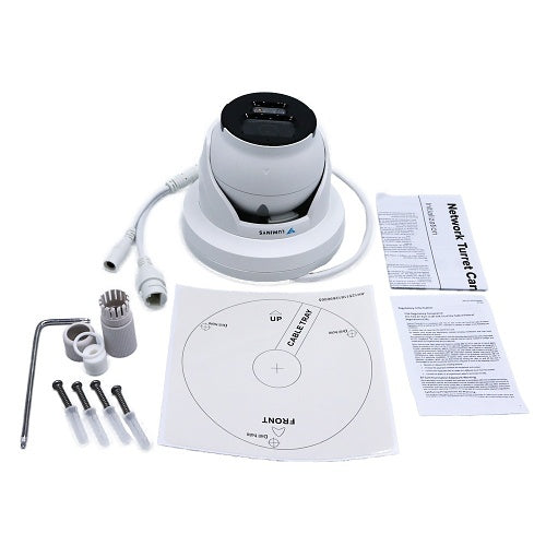 Luminys N3T-5DA2 N3-D 5MP Network LumiDeterrent Flashing White-light Turret Camera, 2.8mm Lens, White