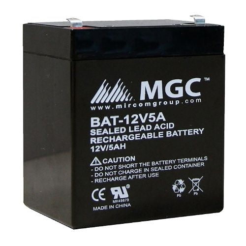 Mircom BAT-12V5A SLD Lead Acid Battery, 12V, 5.0Ah, Sealed, Non-Phosphate