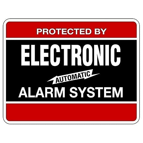 Maxwell YS-103-DI 11" 8.5" Rectangle Security Sign Mounted to 36" Stake, Red and Black
