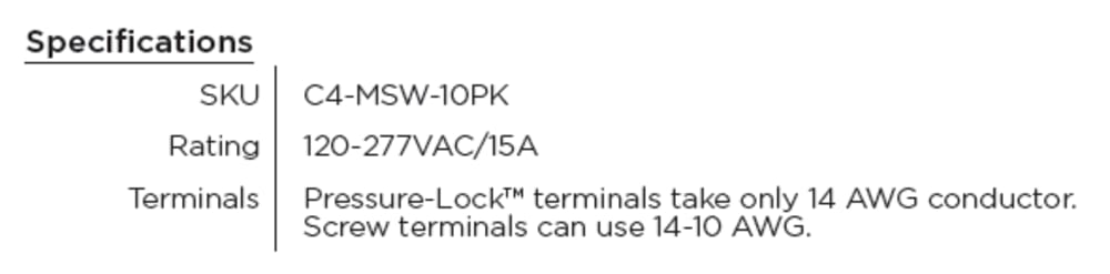 Control4® Mechanical Switch, 120-277VAC/15A (Light Almond)
