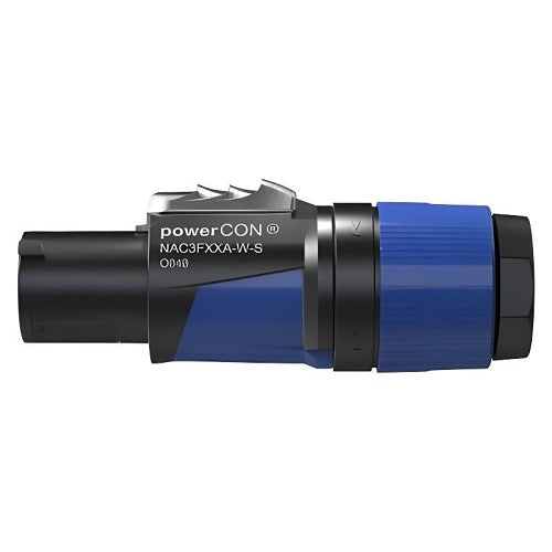 NEUTRIK NAC3FXXA-W-S a Single Phase Lockable Power Connector with Circuit Breaking  Cable End, Blue