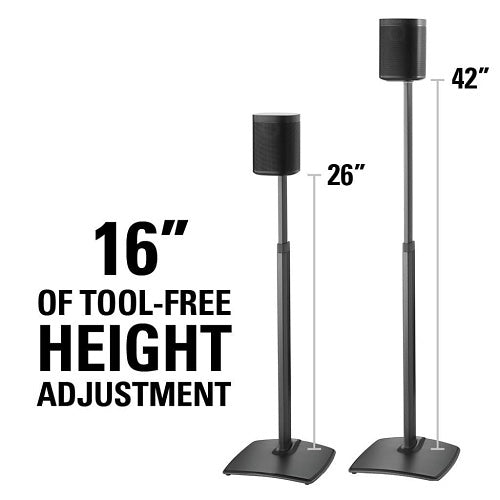 Sanus WSSA1-B1 Sanus WSSA1 Adjustable Height Wireless Speaker Stand for Sonos One, Sonos One SL, Play:1, and Play:3, Black