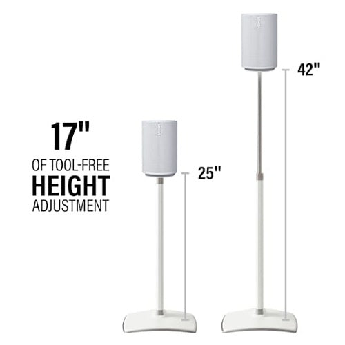 Sanus WSSE1A1-W2 Height-Adjustable Speaker Stand, for Sonos Era 100, White