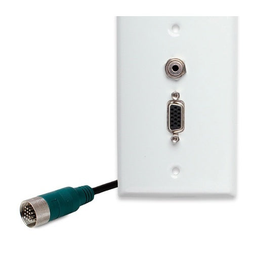 Binary B-EZPLATE-VGA-AUD EZ Series VGA and 3.5mm Stereo Integrated Wall Plate, White