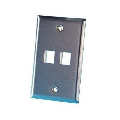 Ortronics KSSS2 Single Gang Faceplate, Holds (2) Keystone Jacks or Modules, Stainless Steel