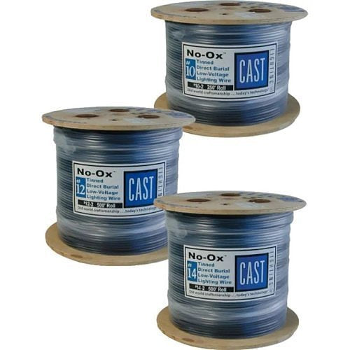 CAST PLW102500 Perimeter NO-OX 10/2 Stranded Lighting Cable, Marine Grade, Tin Coated, Low Voltage Perimeter, Sunlight Resistant, Direct Burial, 500\' (152.4m) Reel, 1-Piece, Black