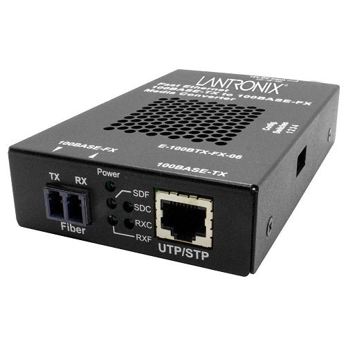 Lantronix E-100BTX-FX-06(SFP)-NA Stand-Alone Fast Ethernet Media Converter, 100Base-TX (RJ-45) to 100Base-X SFP Slot (Empty)