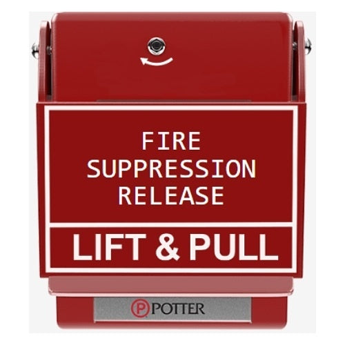 Potter 1000403-10 RMS-1T-Wallplate Fire Suppression Station,  White Text, Red