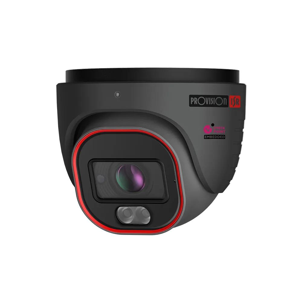 Provision-ISR 4MP Turret S-Sight Hybrid IP MVF 2.8-12mm Lens w/ 40M IR and DDA Analytics Camera – Grey