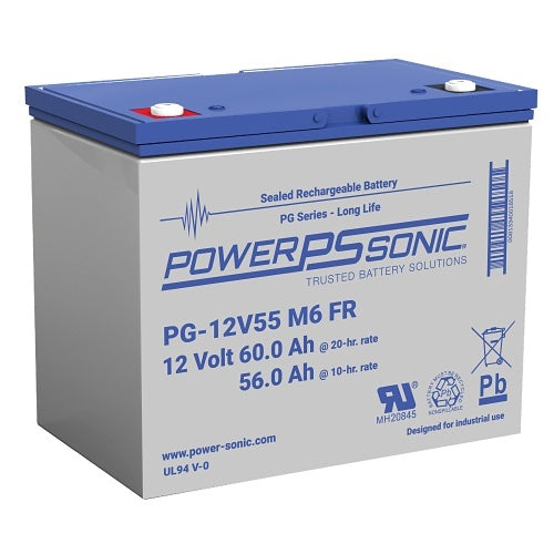 Power Sonic 1205508418 PG Series Rate Battery, 6mm Insert, 12V, 56A, 10h