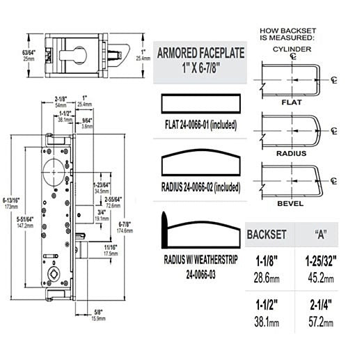 Adams Rite 2190-322-201-10B Dual Force Lock with Radius Strike, Electrified Trim Set and 1-1/8\\" Backset, Dark Bronze