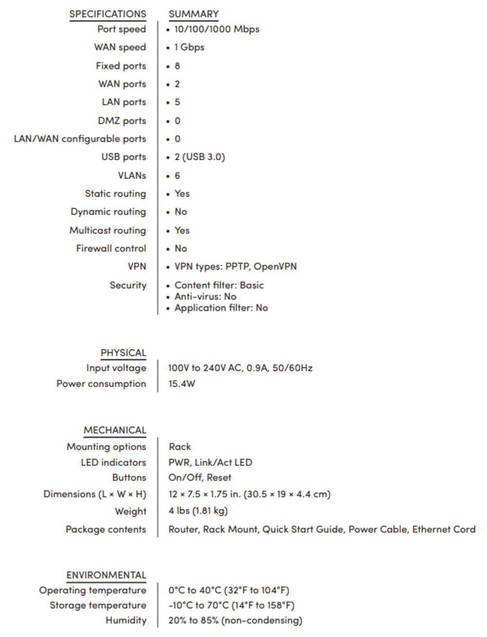 Pakedge® RK-1 Dual-WAN Gigabit Router