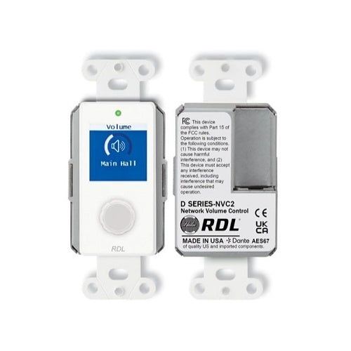 RDL D-NVC2 Dante / AES67 Network Volume Control, Compatible with D-NMC1R and D-NLC1R Remote Controls