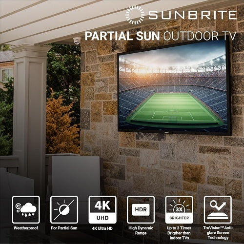 SunBrite SB-SE-43-4K-BL 43\\" SE LED HDR Outdoor TV with Speaker Bar, Partial Sun, Black