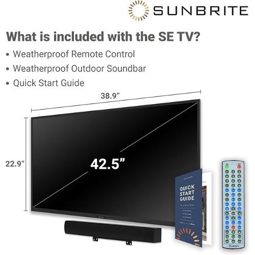 SunBrite SB-SE-43-4K-BL 43\\" SE LED HDR Outdoor TV with Speaker Bar, Partial Sun, Black