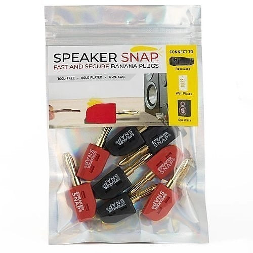 Speaker Snap SSBP8 High Connectivity Snap Lock Gold Plated Banana Plug Connectors, Compatible with 12 to 24 Gauge Speaker Wire, Pairs