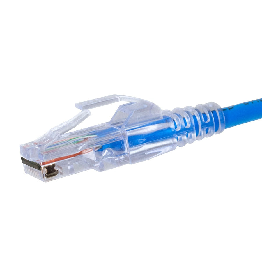 Simply45® ProSeries Cat5e Unshielded Pass-Through RJ45 Modular Plugs with Cap45® 100 pc/Jar – Blue Tint