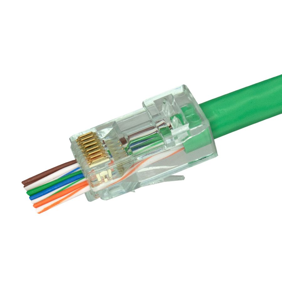 Simply45® Cat6 Unshielded Pass-Through RJ45 Modular Plugs 100 pc/Jar – Green Tint