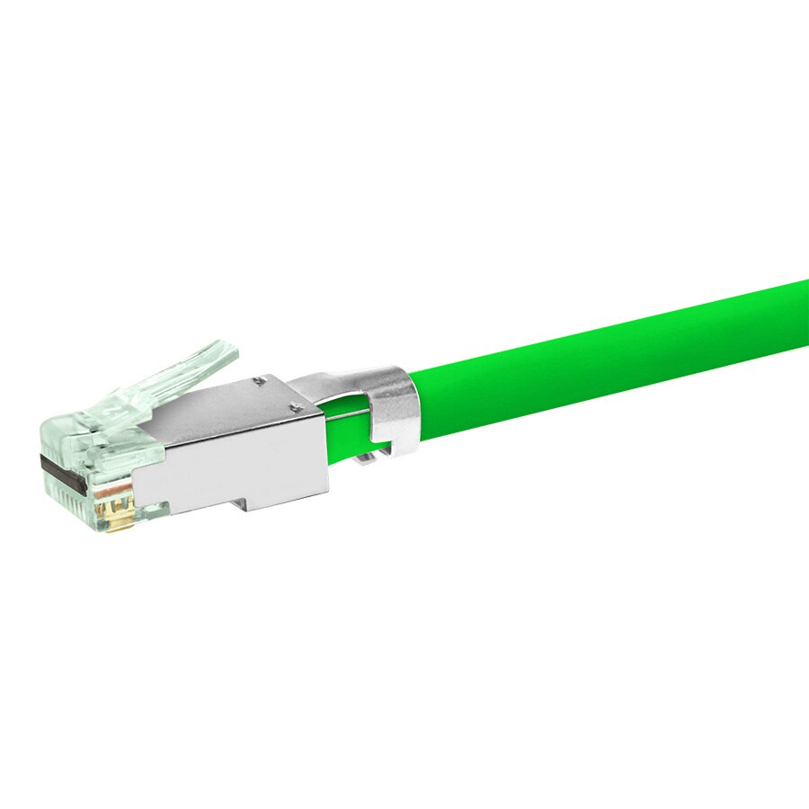 Simply45® ProSeries Cat6 Shielded External Ground Pass-Through RJ45 Modular Plugs with Cap45® 50 pc/Jar – Green Tint