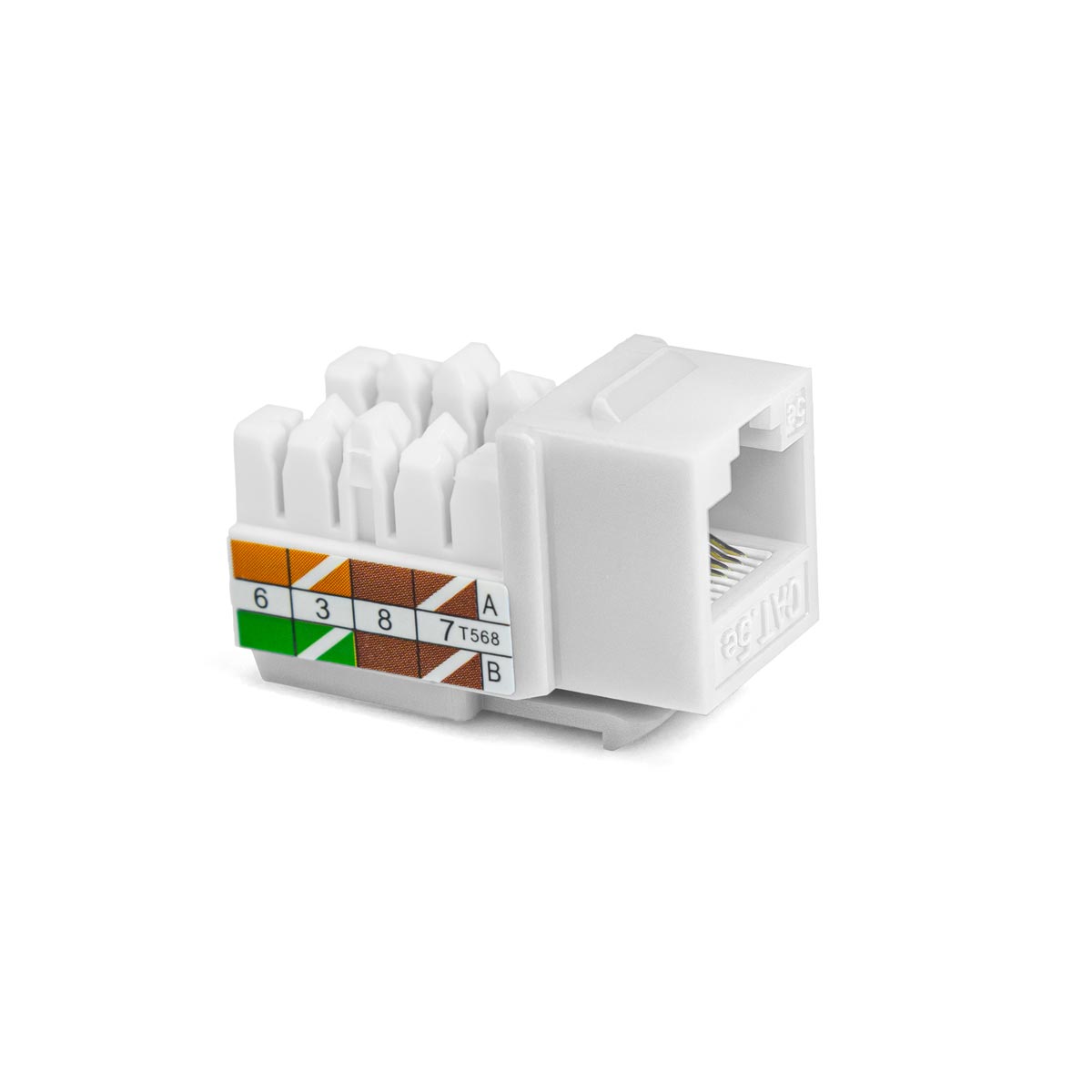 SynConnect Cat5E 90 Deg T568AB Contractor Series Keystone cUL – 10pc pkg – White