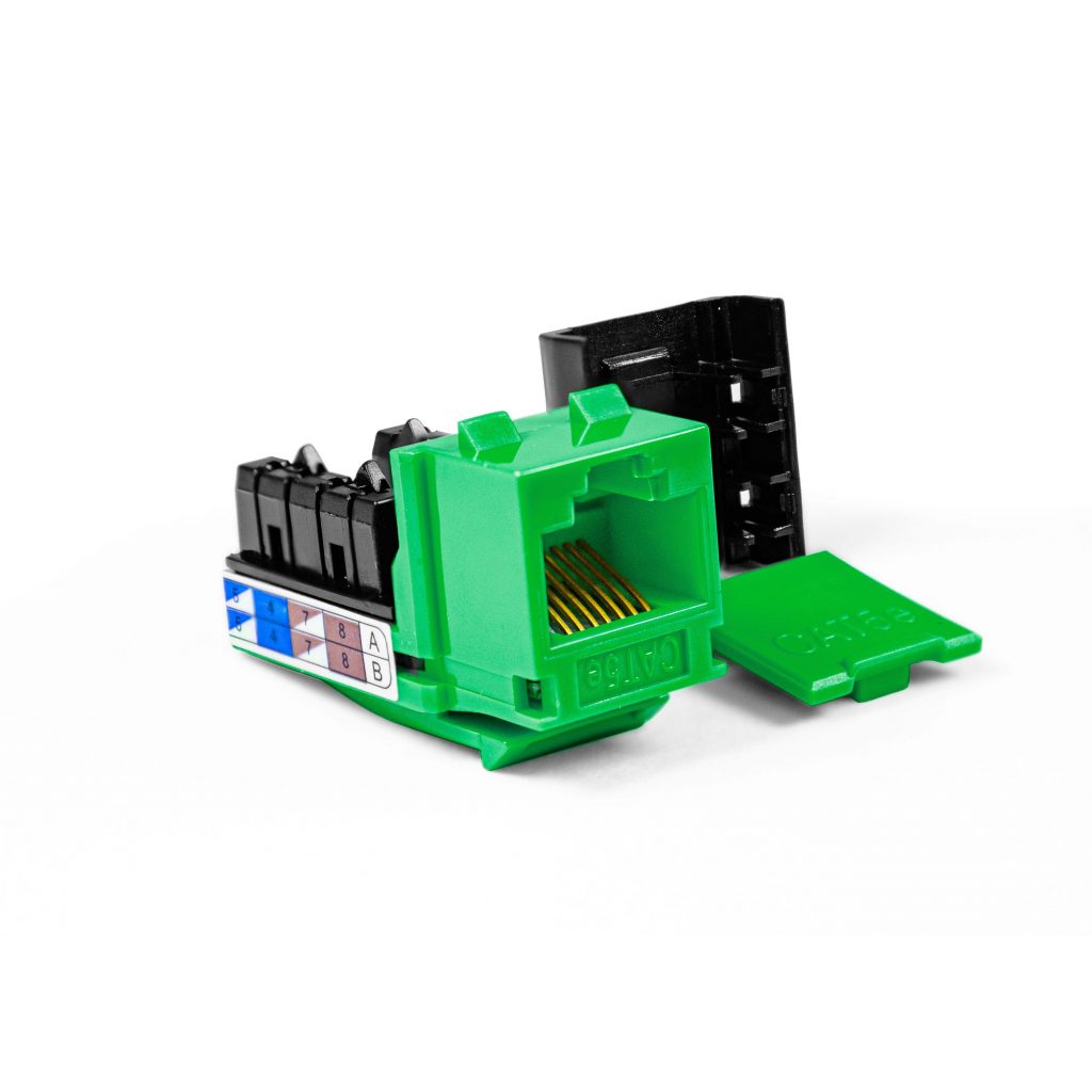 SynConnect Cat 5e Keystone Jack UTP 90 Degree T568A/B 110 IDC – Green