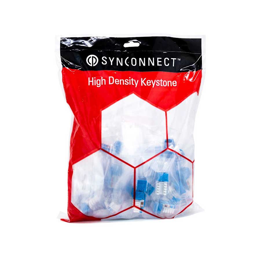 SynConnect Cat6 Keystone Jack UTP 90 Degree T568A/B 110 IDC – Blue – 25 Pack