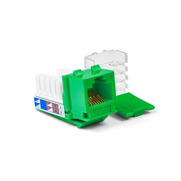 SynConnect Cat6 Keystone Jack, UTP 90 Degree T568A/B 110 IDC – Green