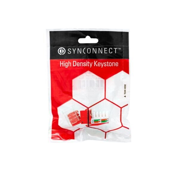 SynConnect Cat6 Keystone Jack, UTP 90 Degree T568A/B 110 IDC – Red