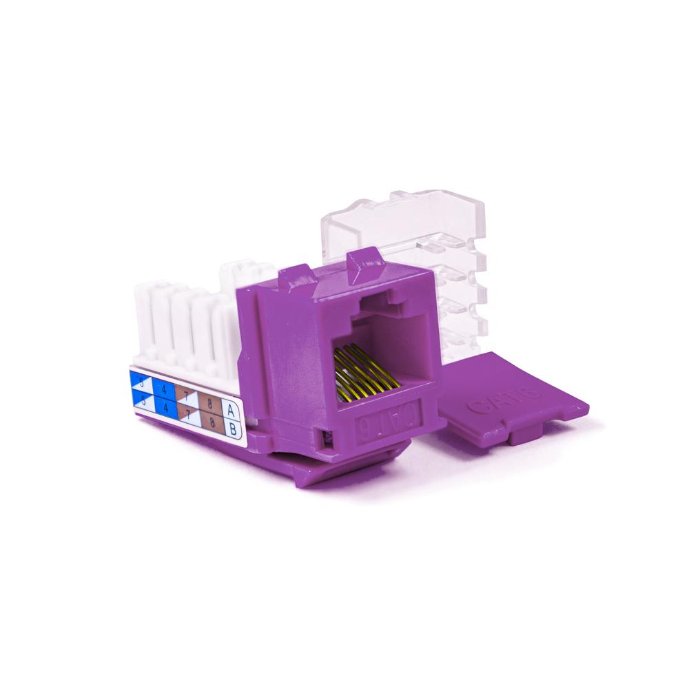 SynConnect Cat6 Keystone Jack, UTP 90 Degree T568A/B 110 IDC – Violet
