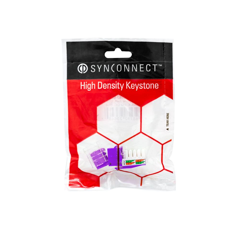 SynConnect Cat6 Keystone Jack, UTP 90 Degree T568A/B 110 IDC – Violet