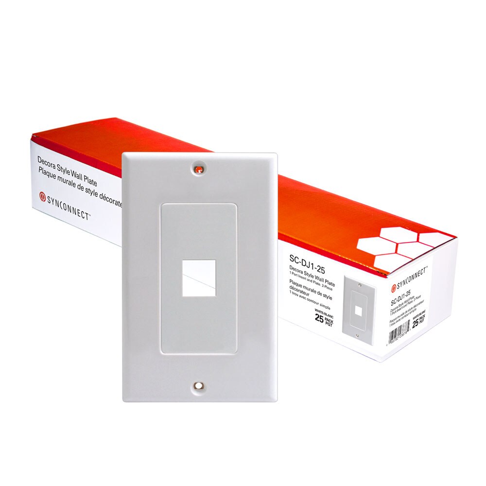 SynConnect 1 Port Decora Insert w/ Decora Plate 2 pcs – 25 Pack
