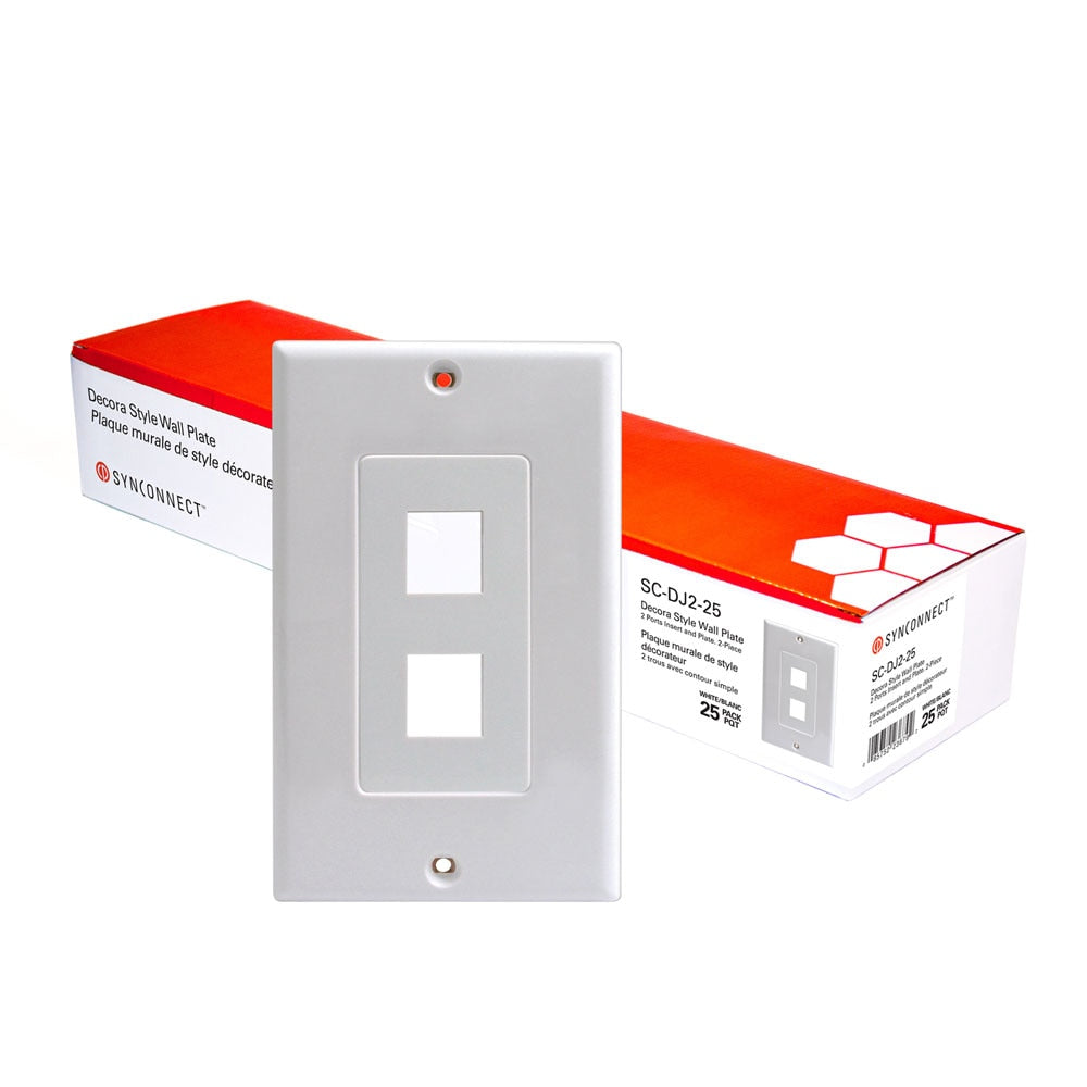 SynConnect 2 Port Decora Insert w/ Decora Plate 2pcs – 25 Pack