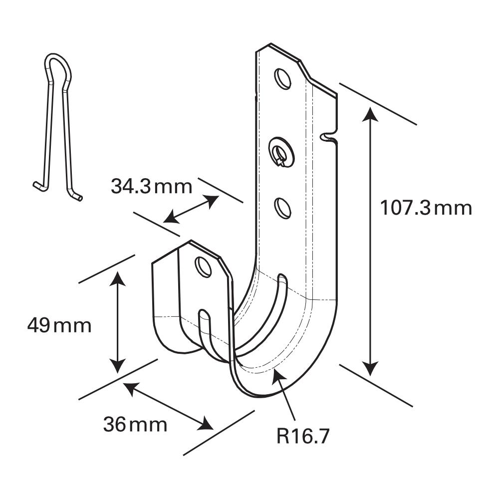 SynConnect Standard J Hooks – 1-5/16\\" with Retainer Clip – 10 pack