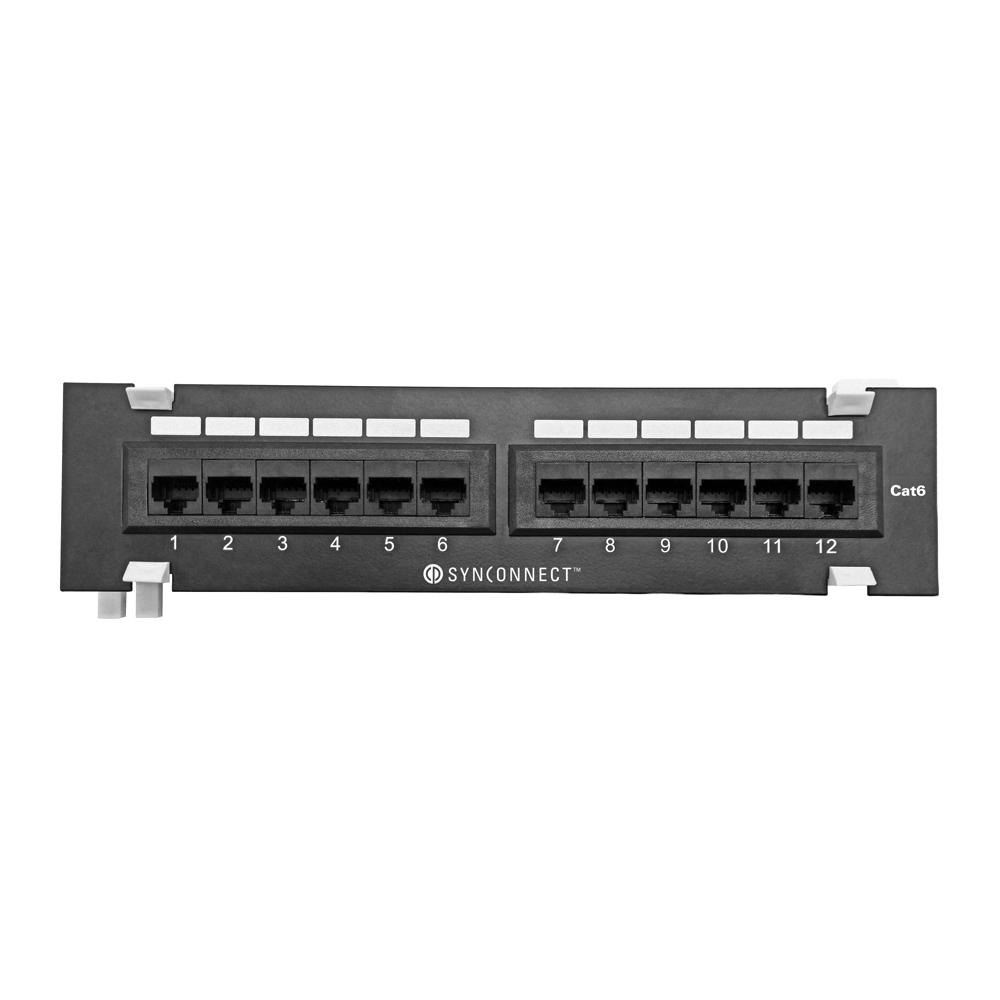 SynCable CAT6 Patch Panel 12 Port EIA TIA 110 Style-Wall Mount
