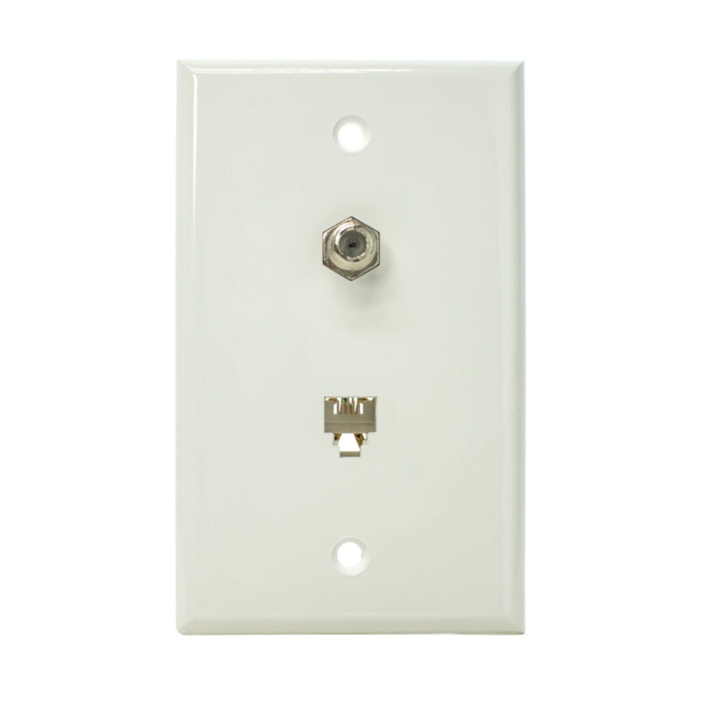 SynConnect Dual Purpose Wall Plate Tele Jack & F81 – White