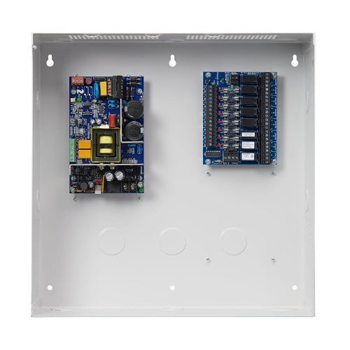 Securitron AQS2410-16F16R2 Power Supply with Enclosure, 16-Output, 2A Glass Fuses, 16-Relays, Fire Trigger, 10A, 24VDC