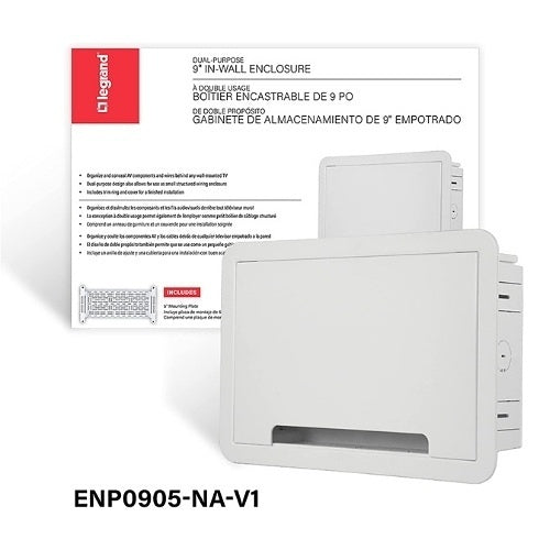 On-Q ENP0905NAV1 9\\" Dual-Purpose Media Enclosure with 5\\" Mounting Plate, Wall-Mounting