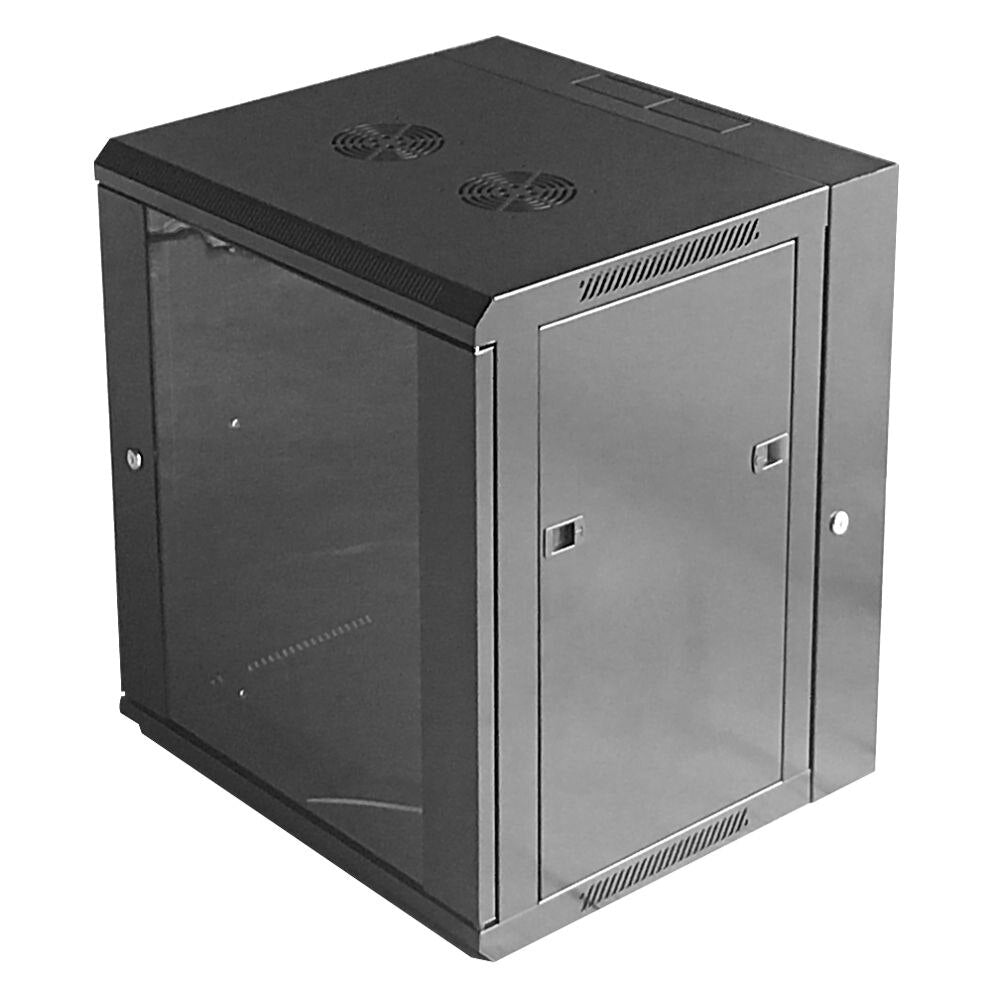 SyncSystem 19\\" Hinged Wall Equipment Rack 15U – Locking Glass Door