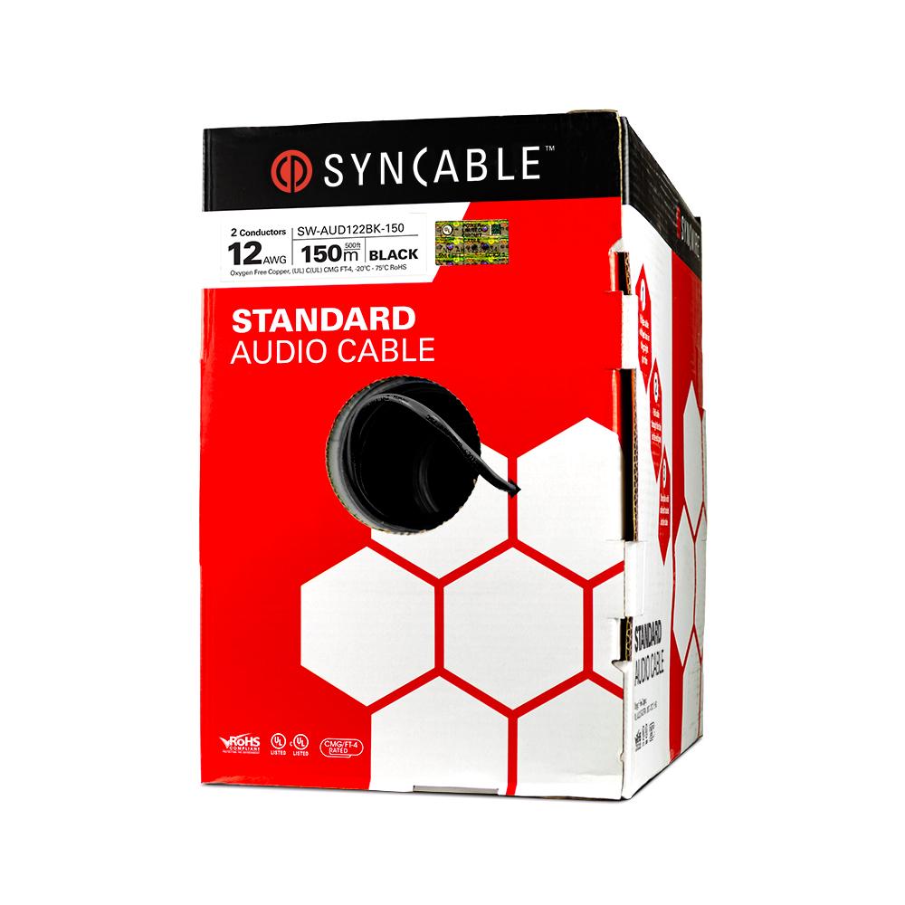 SynCable Audio 12-2c STR BC OFC c(UL) FT4 RoHS In-Wall Cable – 150m Box – Black JKT