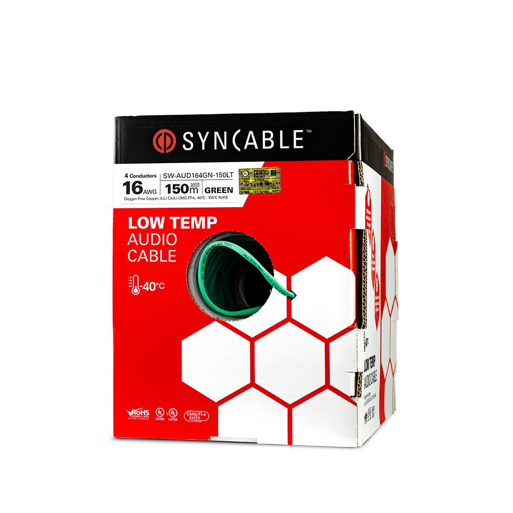 SynCable Audio 16-4c STR BC OFC c(UL) FT4 RoHS Low Temp -40° C +105°C – 150m Green JKT