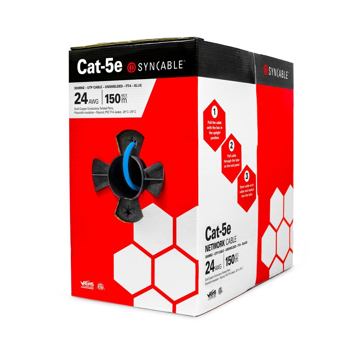 SynCable Cat-5E 350Mhz 24-4pr SOL ETL Verified c(UL) UL CMR FT4 – Blue JKT