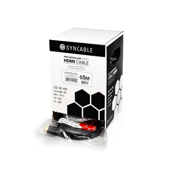SynCable 4K Ultra HD Premium Certified High Speed HDMI – 0.5 Meter – 20 pack