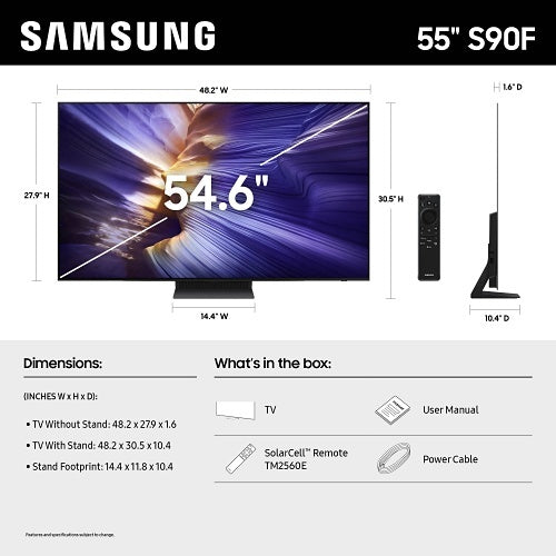 Samsung QN55S90FAFXZC S90F Series 55\\" OLED 4K Smart TV, HDMI 2.1